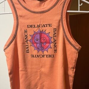 Urban Outfitters Delicate Balance Neon Orange Sun Tank